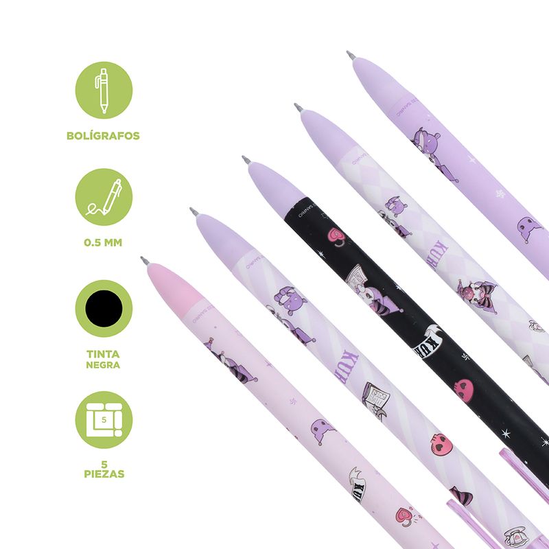 Set-Plumas-Sanrio-Kuromi-Tinta-Negra-3-22569