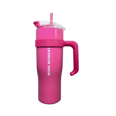 Vaso Con Tapa Y Bombilla Miniso Térmico Acero Inoxidable Rosa 1600 ml