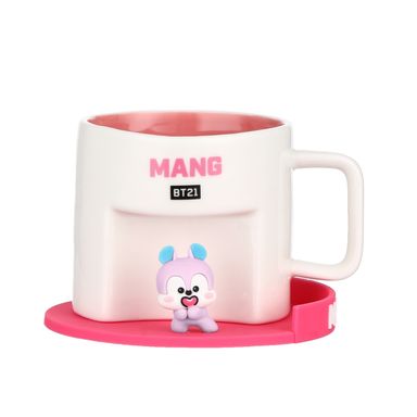 Taza Con Plato BT21 Mang Cerámica Rosa 450 ml