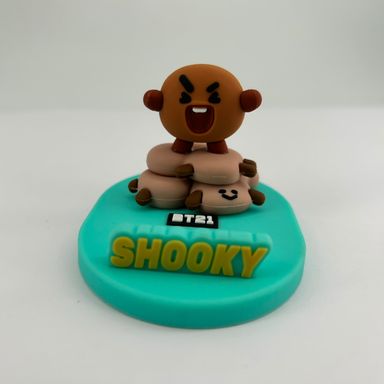 Soporte Para Celular De Escritorio BT21 Shooky Silicona Verde 6x7.6x6 cm