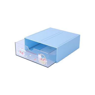 Organizador De Escritorio Con Cajón Sanrio Apilable Plástico Azul