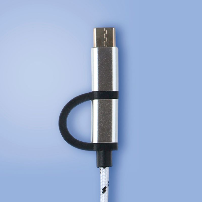Cable-De-Carga-Y-Datos-MINISO-2-En-1-Nailon-Reforzado-Plateado-2-23377