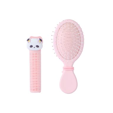 Cepillo Para Cabello Con Pinza MINISO China Panda Sintéticos Rosa 2 Piezas