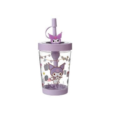 Vaso Con Tapa Y Bombilla Sanrio Kuromi Plástico 535 ml