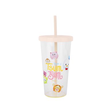 Vaso TSUM TSUM con Tapa y Bombilla Disney Plástico Amarillo 600 ml