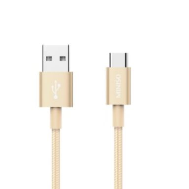 Cable De Carga Rápida Y Datos Miniso Tipo C Reforzado En Nailon Dorado 1 m 27W