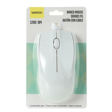 Mouse Miniso Alámbrico Sintético Blanco 1.2 m