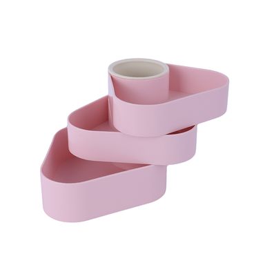 Organizador De Escritorio MINISO Organizador De Escritorio 3 Niveles Giratorio Plástico Rosa