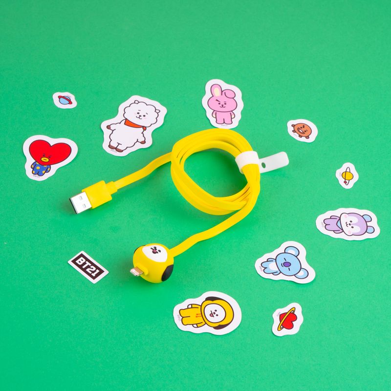 Cable-De-Carga-R-pida-Y-Datos-BT21-Chimmy-USB-A-Lightning-Sint-tico-Amarillo-12-W-4-25329