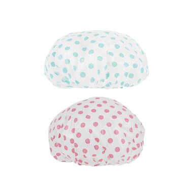 Gorra de Baño a Prueba de Agua - Puntos Rosa y Azul - 2 piezas
