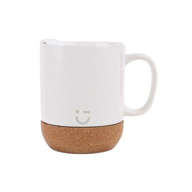 Taza Con Tapa Cerámica Blanca