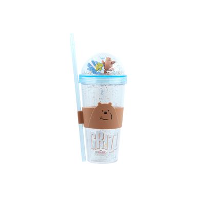 Vaso Con Tapa Y Popote We Bare Bears Pardo Music Festival Plástico Transparente 420 ml Doble Capa