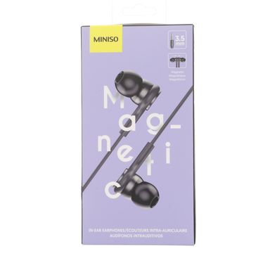 Audífonos De Cable Miniso Magnéticos Negros 3.5 mm