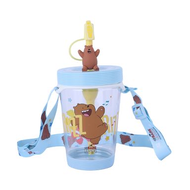 Vaso PARDO con Correa, Tapa y Bombilla We Bare Bears Music Festival Azul 535 ml