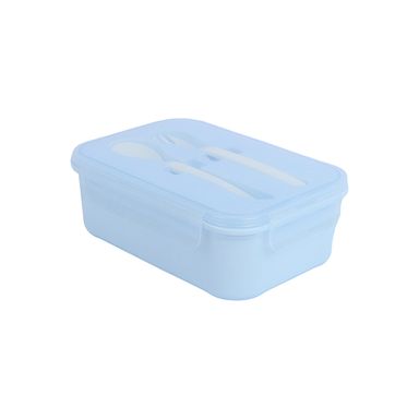 Contenedor De Alimentos Miniso En Forma Rectangular Con Cubiertos Azul 1200 ml