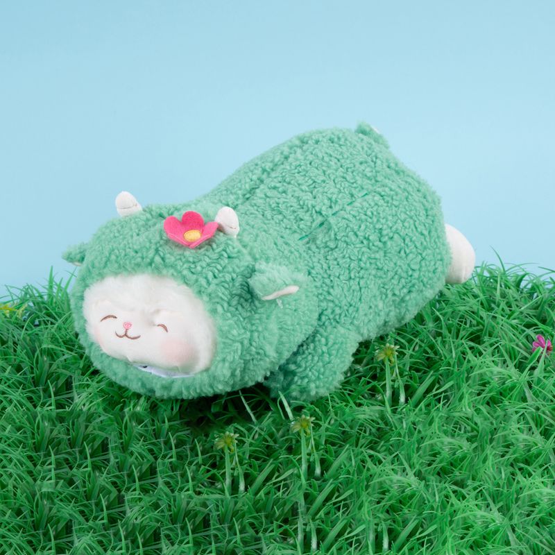 Peluche-Corderito-Con-Su-ter-Tejido-Felpa-Verde-28-5x15-cm-Acostado-3-27039
