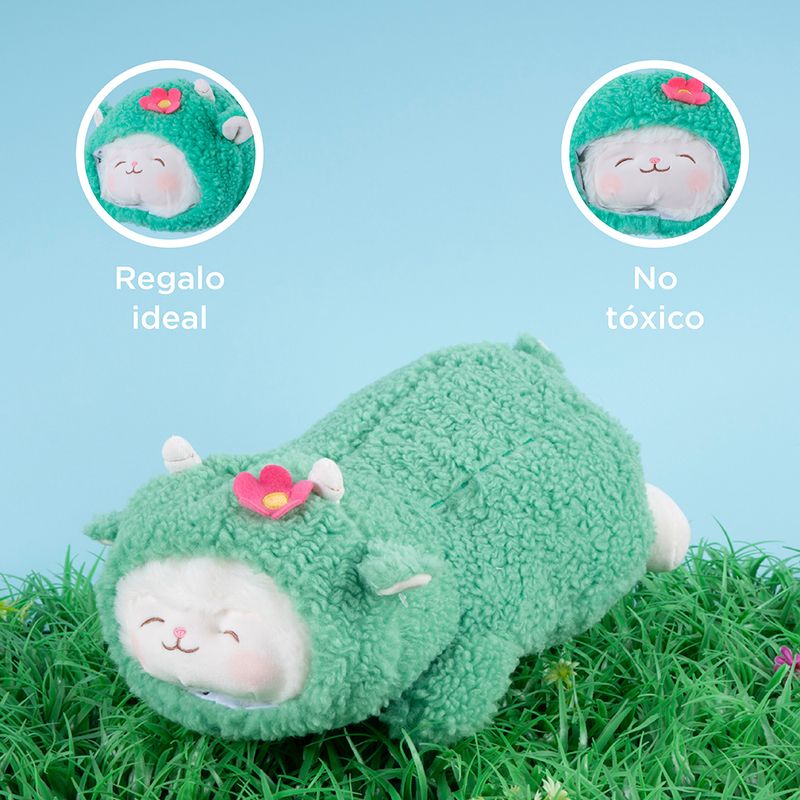Peluche-Corderito-Con-Su-ter-Tejido-Felpa-Verde-28-5x15-cm-Acostado-6-27039