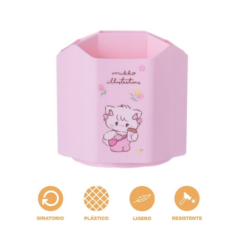 Organizador-De-Escritorio-Gatita-Mousse-Mikko-Pl-stico-Rosa-13x14-cm-Portal-pices-Giratorio-3-27054