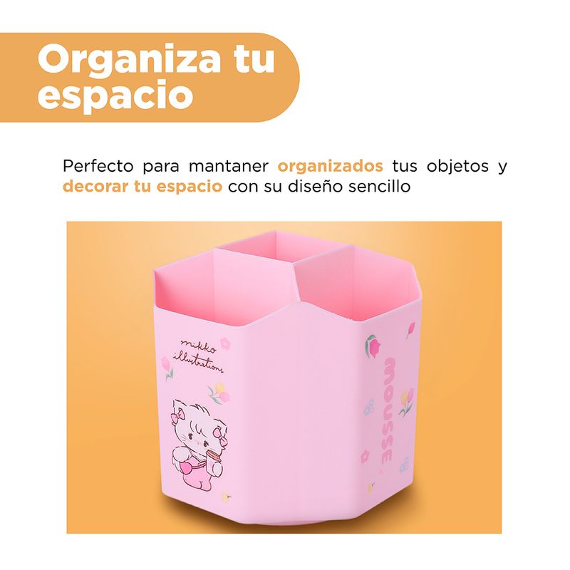 Organizador-De-Escritorio-Gatita-Mousse-Mikko-Pl-stico-Rosa-13x14-cm-Portal-pices-Giratorio-4-27054
