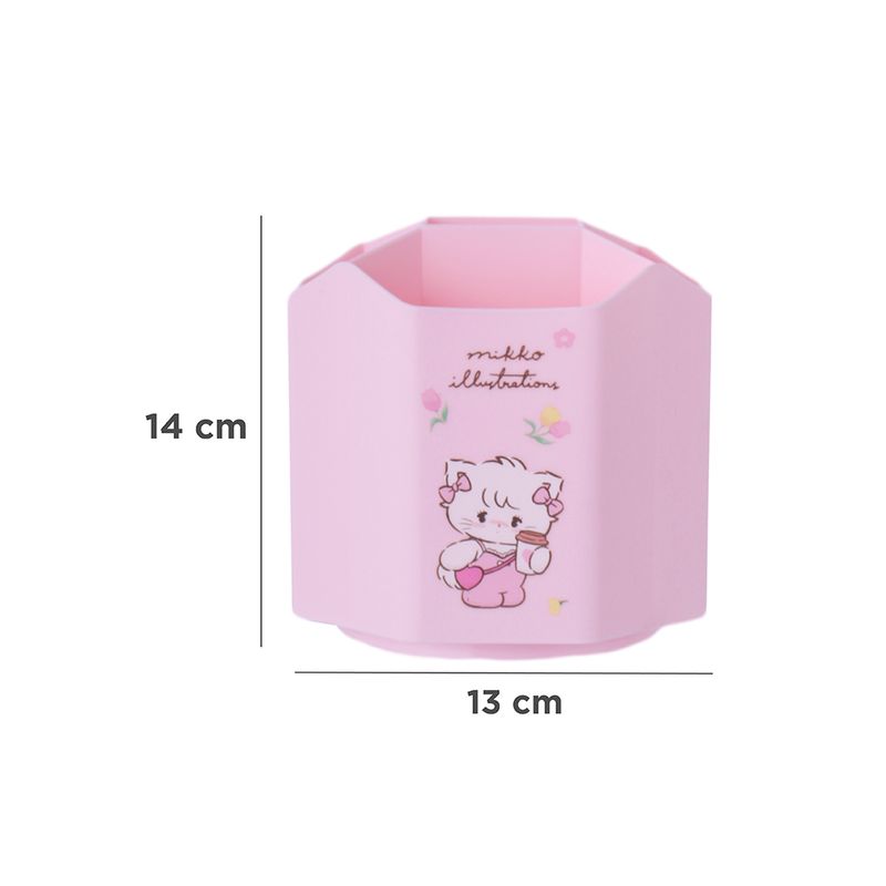 Organizador-De-Escritorio-Gatita-Mousse-Mikko-Pl-stico-Rosa-13x14-cm-Portal-pices-Giratorio-6-27054