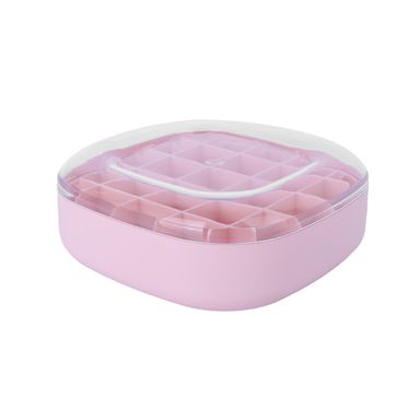 Organizador De Joyería Doble Nivel Sintético Rosa 15x15x5.8 cm