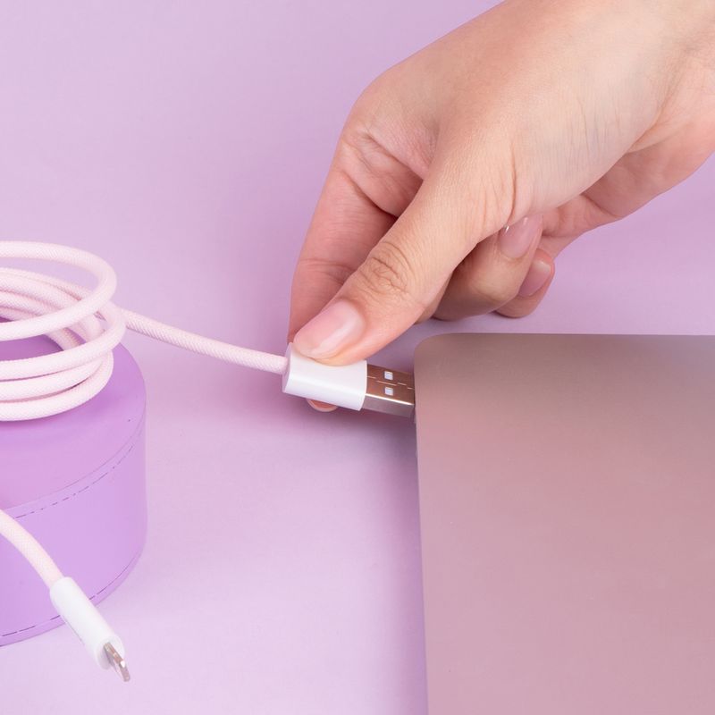 Cable-De-Carga-Y-Datos-Miniso-USB-A-Lightning-Nailon-Reforzado-Rosa-12W-2-26455