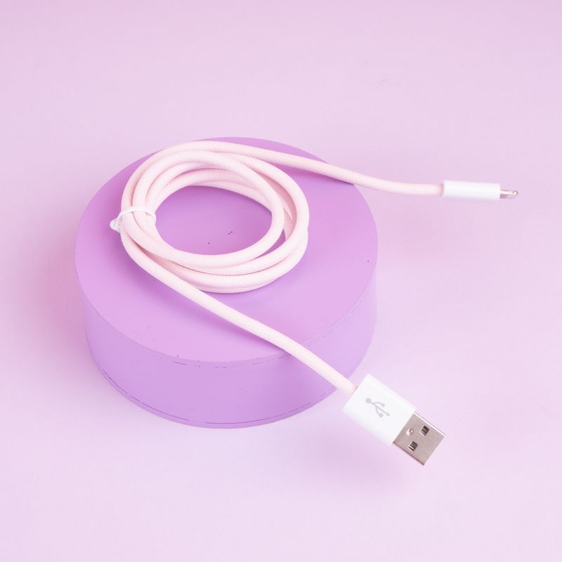 Cable-De-Carga-Y-Datos-Miniso-USB-A-Lightning-Nailon-Reforzado-Rosa-12W-3-26455