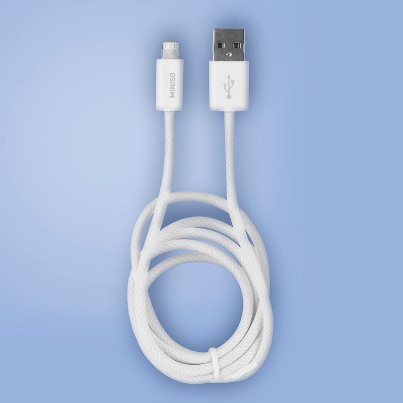 Cable-De-Carga-Y-Datos-Miniso-USB-A-Lightning-Nailon-Reforzado-Blanco-12W-2-26456