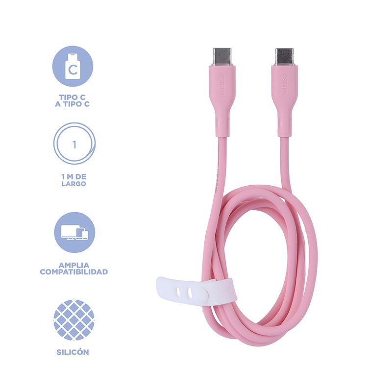 Cable-De-Carga-Y-Datos-Miniso-USB-A-Tipo-C-Sint-tico-Rosa-60W-3-26461