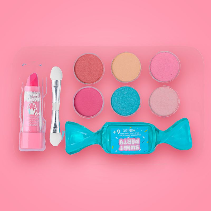 Kit-Maquillaje-Para-Ni-a-Con-Estuche-Tipo-Maleta-MINISO-Sweet-Party-Verde-Aqua-1-1-gr-0-6-gr-3-8-gr-9-Piezas-2-26338