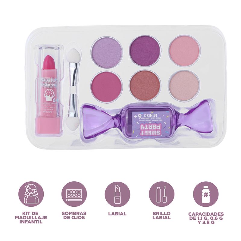 Kit-Maquillaje-Para-Ni-a-Con-Estuche-Tipo-Maleta-MINISO-Sweet-Party-Lila-1-1-gr-0-6-gr-3-8-gr-9-Piezas-3-26339