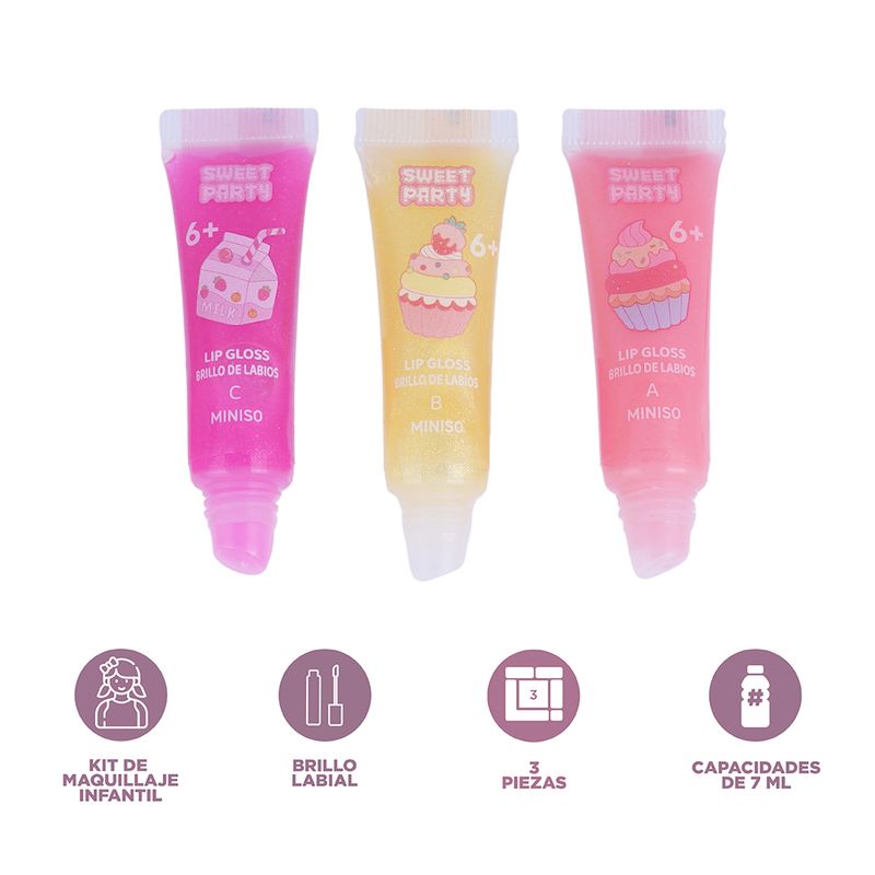 Set-Brillos-Labiales-L-quidos-MINISO-Sweet-Party-7-ml-Dulce-Infantiles-3-Piezas-3-26342