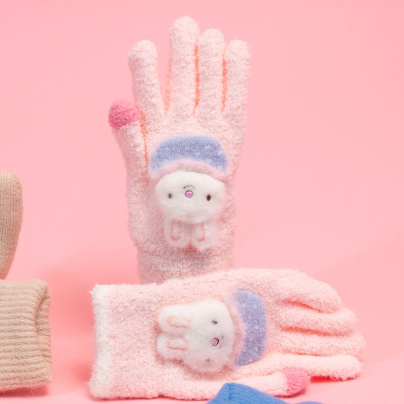 Guantes-De-Invierno-Infantiles-Conejito-Afelpados-Textiles-Rosas-Unitalla-3-27342