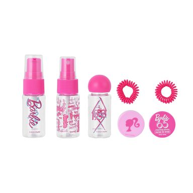 Kit Botellas De Viaje Barbie Plástico Rosas 7 Piezas