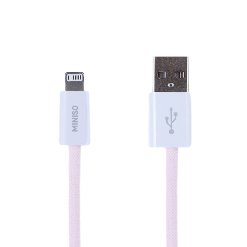 Cable-De-Carga-Y-Datos-Miniso-USB-A-Lightning-Nailon-Reforzado-Rosa-12W-1-26455