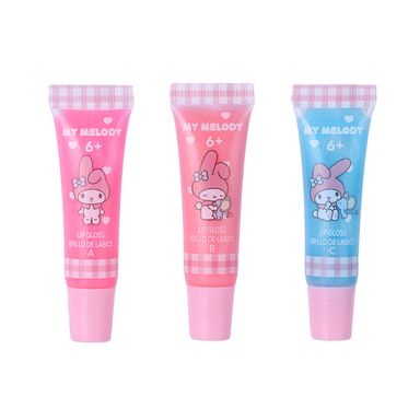 Set Brillos Labiales Líquidos Sanrio My Melody Infantiles 7 ml Frutales 3 Piezas