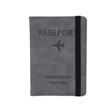 Porta Pasaporte Sintético Gris 11x15 cm