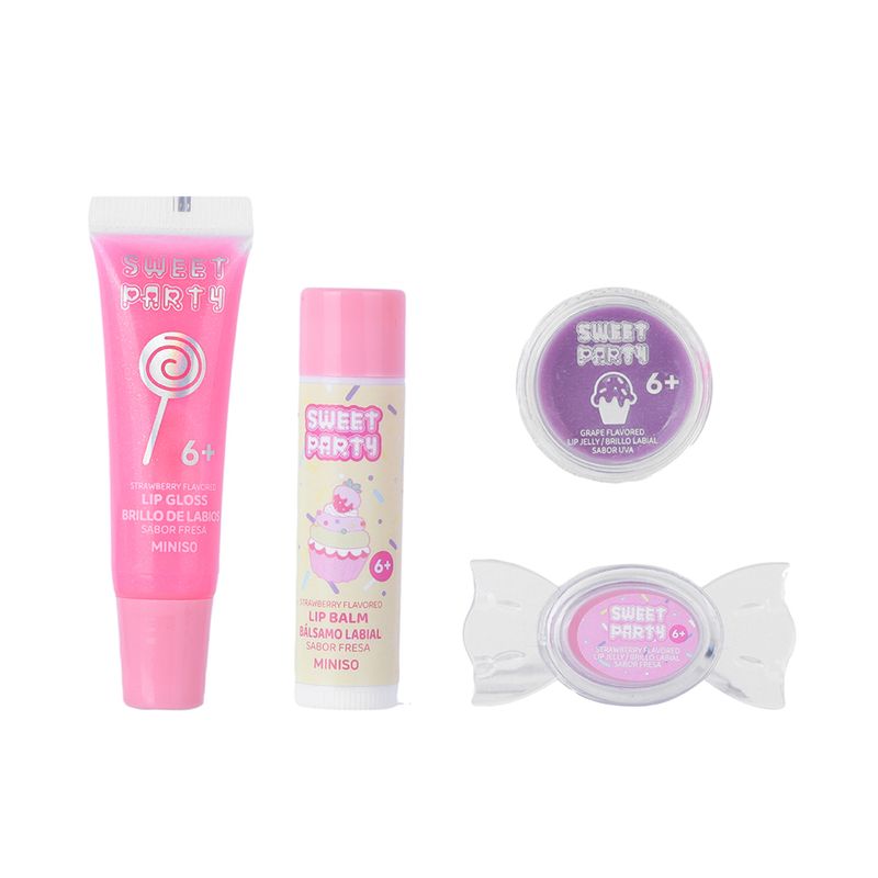 Kit-B-lsamos-Y-Brillos-Labiales-MINISO-Sweet-Party-0-9-gr-1-8-gr-3-4-gr-7-ml-Frutales-Infantiles-4-Piezas-1-26344