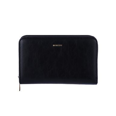 Cartera Para Mujer Minimalista Sintética Negra 15x9x3 cm