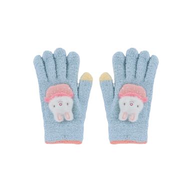 Guantes De Invierno Infantiles Conejito Afelpados Textiles Azules Unitalla