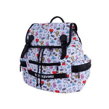 Mochila BT21 Multiestampado 100% Poliéster Blanca 32x26x15 cm