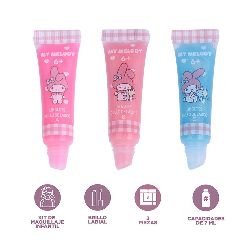 Set-Brillos-Labiales-L-quidos-Sanrio-My-Melody-Infantiles-7-ml-Frutales-3-Piezas-3-26330