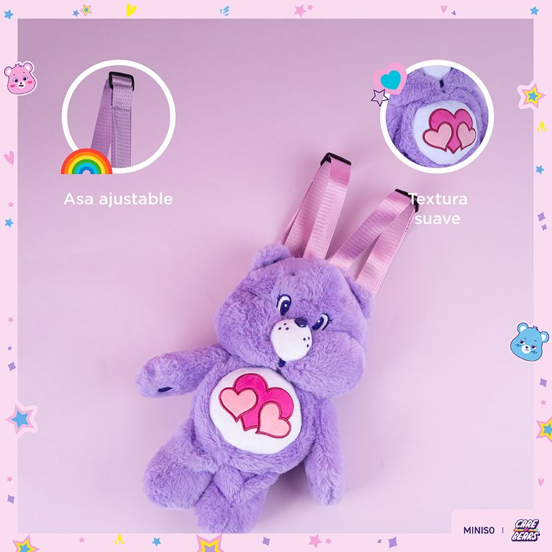 Mochila-De-Peluche-Ositos-Cari-ositos-Generosita-100-Poli-ster-Lila-18x31-cm-5-27487