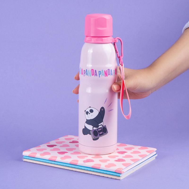 Termo-Con-Tapa-Enroscable-We-Bare-Bears-Panda-Music-Festival-Acero-Inoxidable-Rosa-600-ml-2-25380