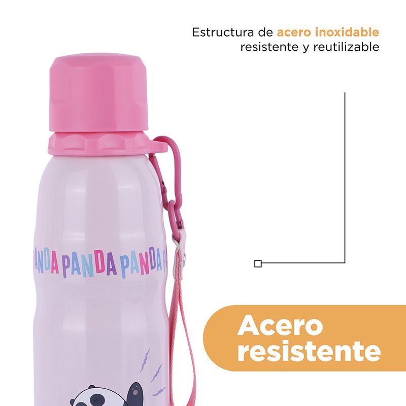 Termo-Con-Tapa-Enroscable-We-Bare-Bears-Panda-Music-Festival-Acero-Inoxidable-Rosa-600-ml-7-25380