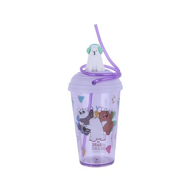 Vaso Con Tapa Y Bombilla We Bare Bears Music Festival Plástico Morado 480 ml