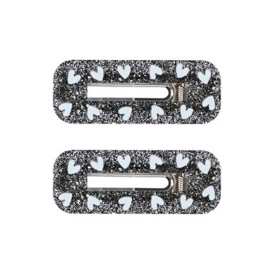 Set Broches Para Cabello Miniso Estampado De Corazones Sintéticos Negros 2 Piezas