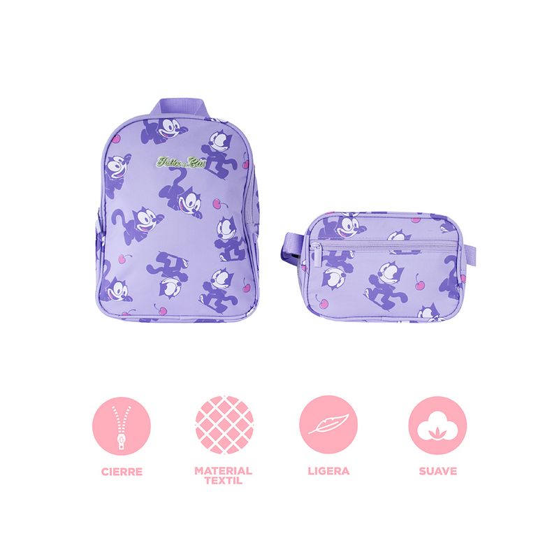 Mini-Mochila-Con-Cangurera-El-Gato-F-lix-100-Poli-ster-Lila-27x23x14-cm-4-27364