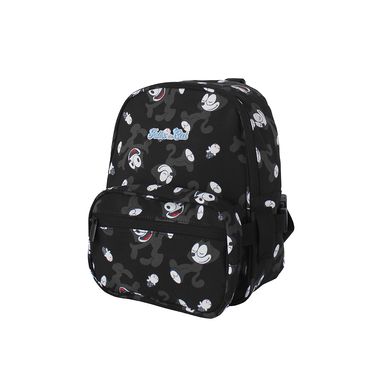 Mini Mochila Con Cangurera El Gato Félix 100% Poliéster Negra 27x23x14 cm