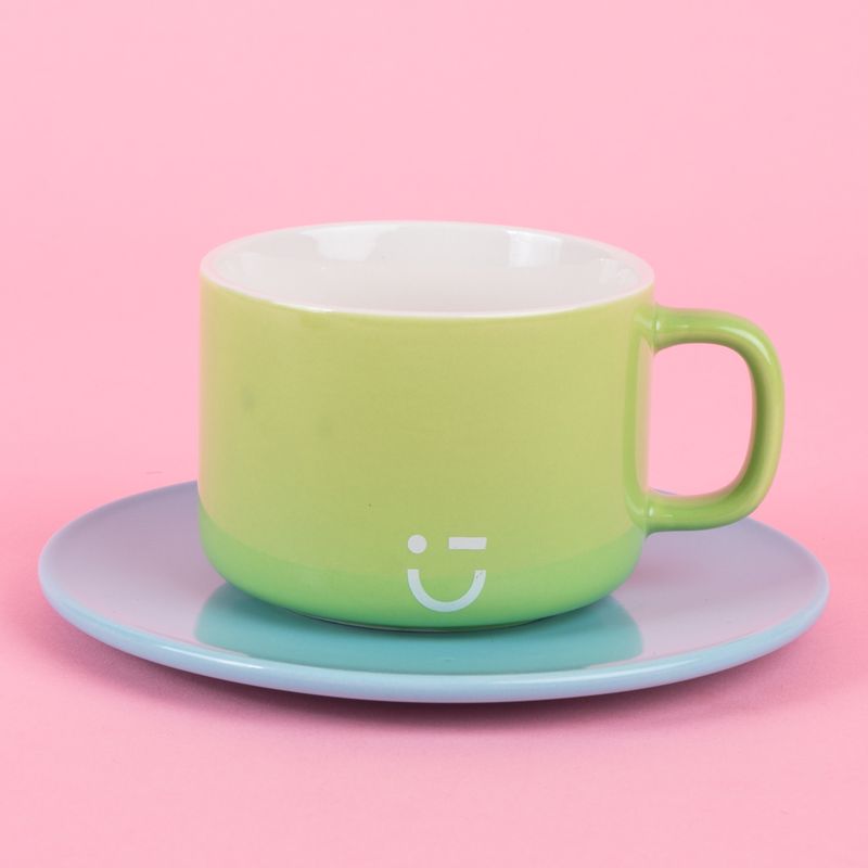 Taza-Con-Plato-Miniso-MINISO-Rainbow-Cer-mica-Verde-210-ml-4-24507
